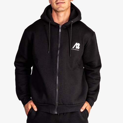 ATOMBODY MEN'S ZIP HOODIE, schwarz
