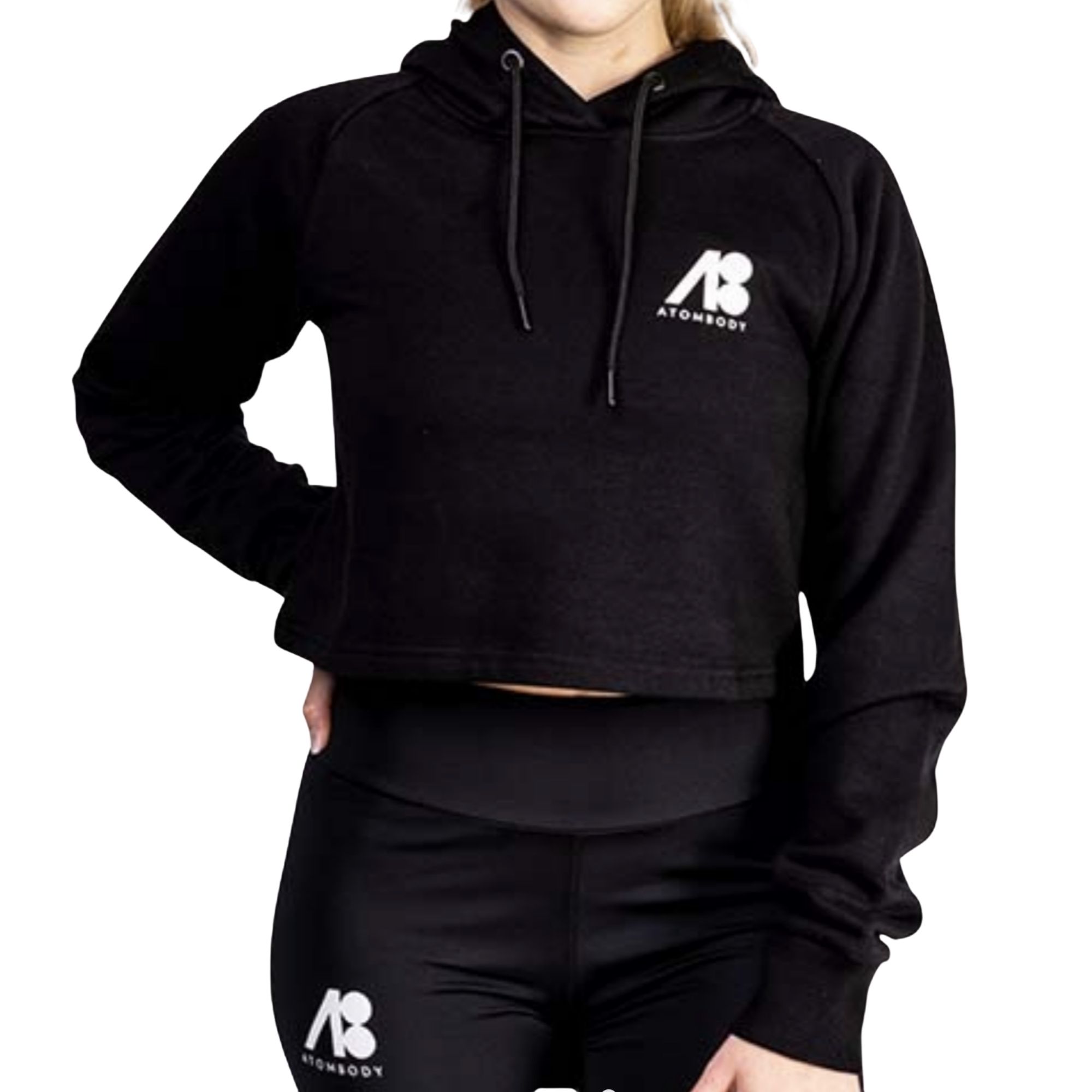 ATOMBODY CROP SWEAT HOODIE, schwarz