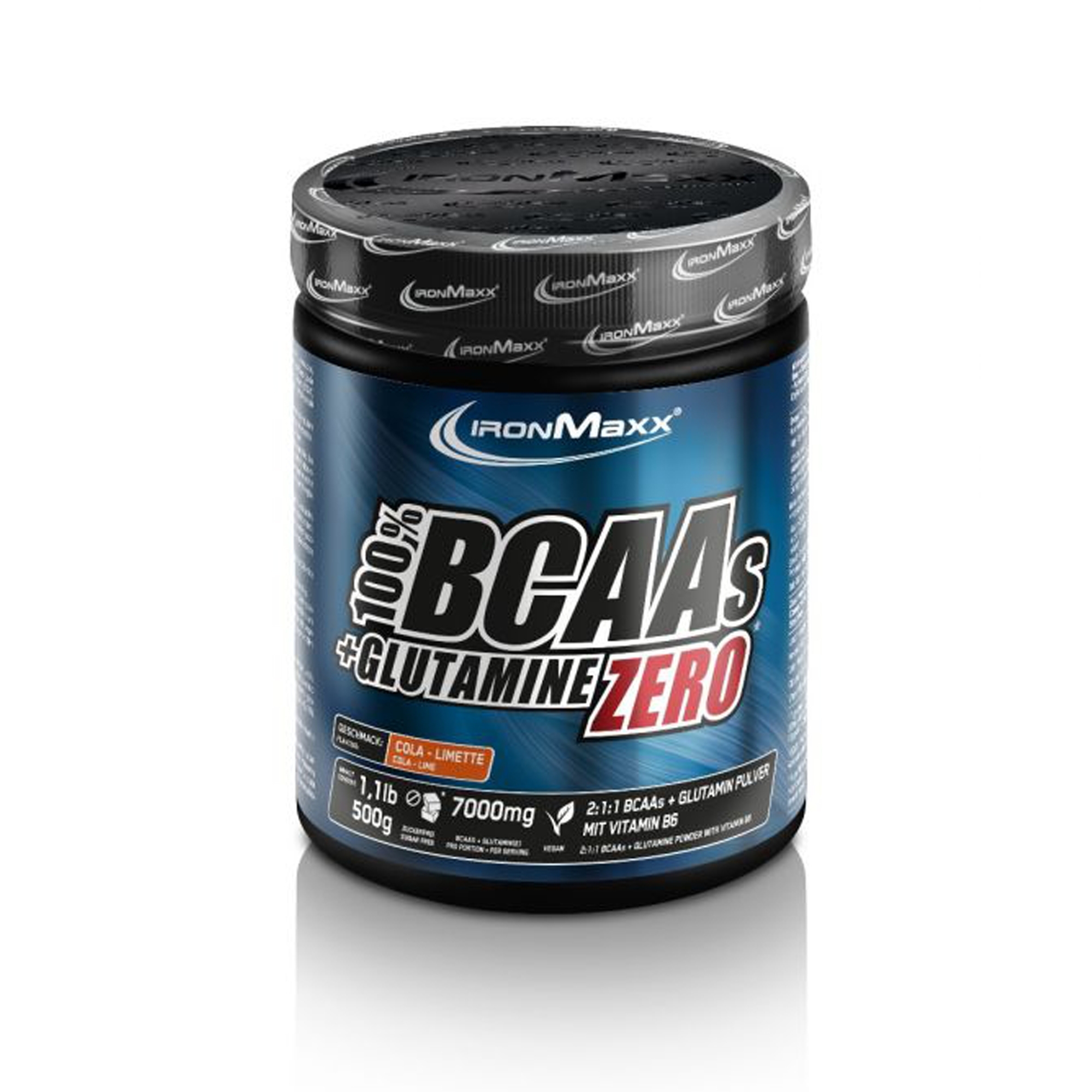 IRONMAXX 100% BCAAS + GLUTAMINE ZERO, 500g