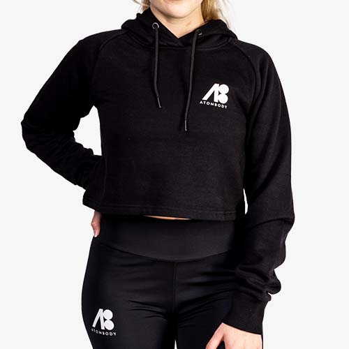 ATOMBODY CROP SWEAT HOODIE, schwarz